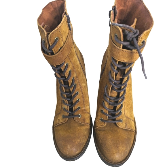 Born Rust Brown  Distressed Suede Cass Block Heel Boots...Size 9M - Picture 4 of 10